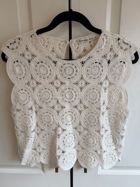 Abercrombie & Fitch Cream Crochet Circle Motif Tank NWOT